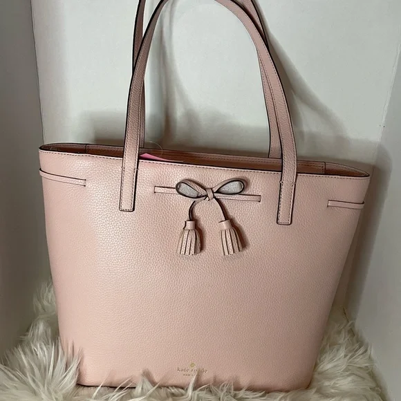 kate spade Bags Kate Spade Pink Pebble Leather Tote With Bow